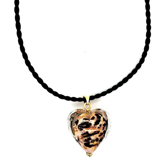 14K Gold Murano Heart Necklace - Picture 1 of 6